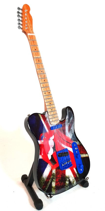 Mini-gitaar in de stijl van Rolling Stones Keith Richards MGT-2301 met mogelijkheid tot personalisatie met gravure, ideaal cadeau voor een muziekliefhebber, handgemaakt van mahonie, hoogte 27,5 cm