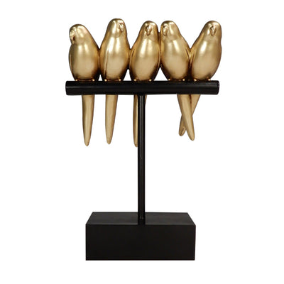 Decoratie Vogeltjes in glamourstijl met mogelijkheid tot personalisatie met gravure - goud, zwart, 17 x 8 x 25,5 cm