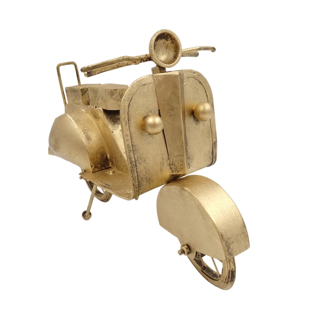 Retro scooter, metalen model NC2860 in antiek messingkleur met personaliseerbare gravure