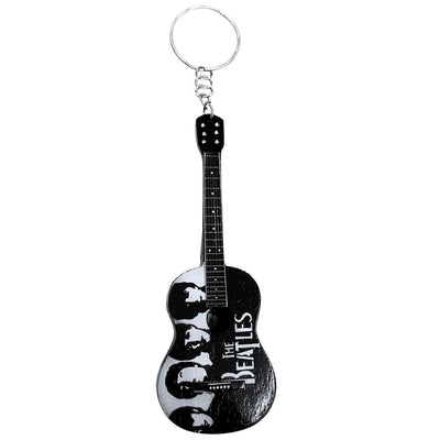 Houten sleutelhanger The Beatles-gitaar EGK-0894 met mogelijkheid tot personalisatie met gravure, in wit, zwart en bruin, ideaal als cadeau voor een muziekliefhebber en gitarist
