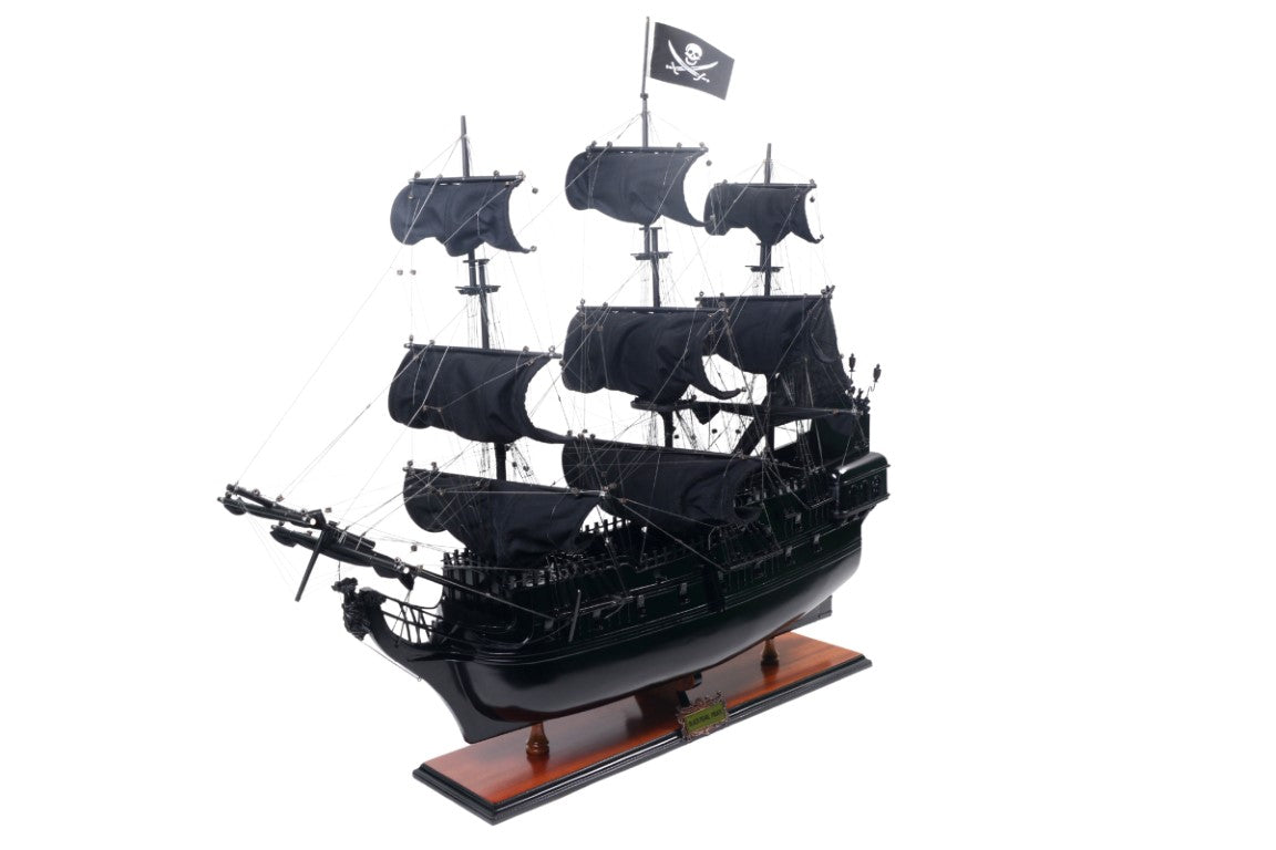 Model van het piratenschip Black Pearl BP80R met personaliseerbare gravure, lengte 89 cm, exclusief cadeau voor elke gelegenheid, kunstambacht, houten standaard
