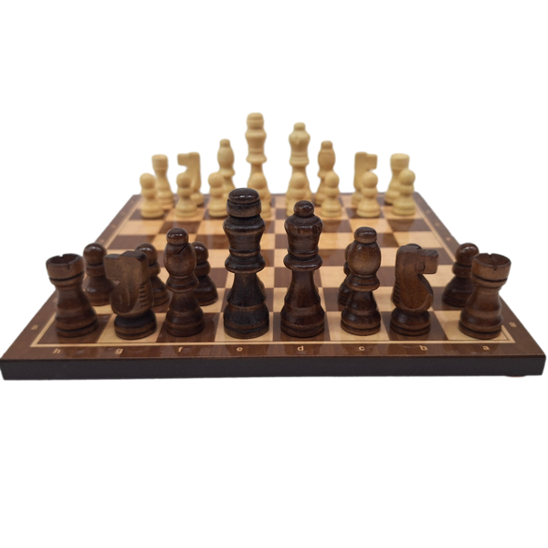 Klassiek houten schaakspel 27 x 27 cm met gepersonaliseerde gravure
