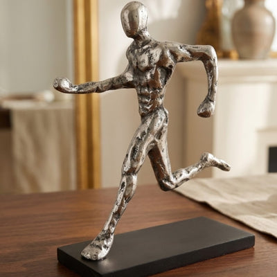 Beeldje hardloper metalen figuur met gravure