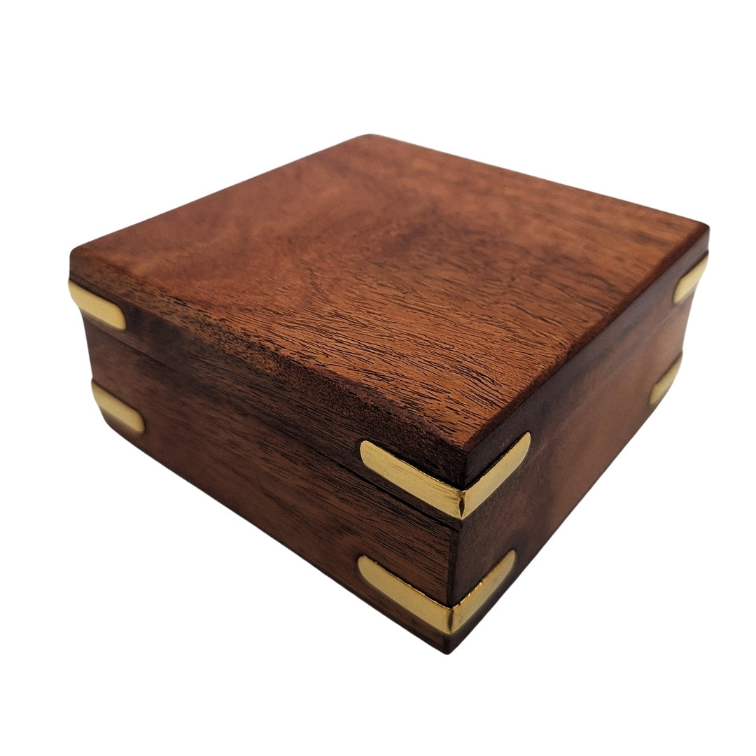 Retro messing kaartleeskompas Map Reader met gravure in houten doos