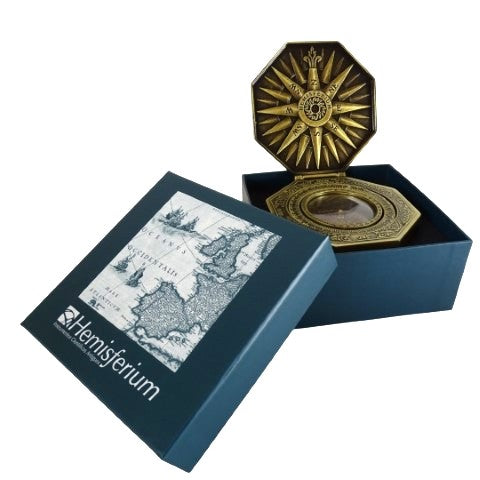 Exclusief magnetisch kompas Cardan H43 van messing en hout met gepersonaliseerde gravure