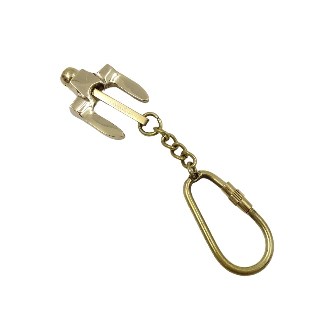 Messing anker-sleutelhanger in goudkleur met mogelijkheid tot personalisatie met gravure