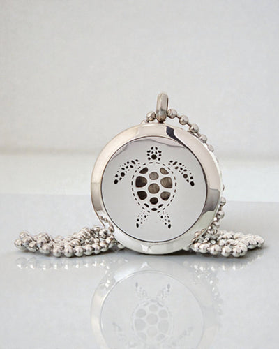 AromaTurtle – Aromatherapie-halsketting met schildpadmotief 25 mm van roestvrij staal