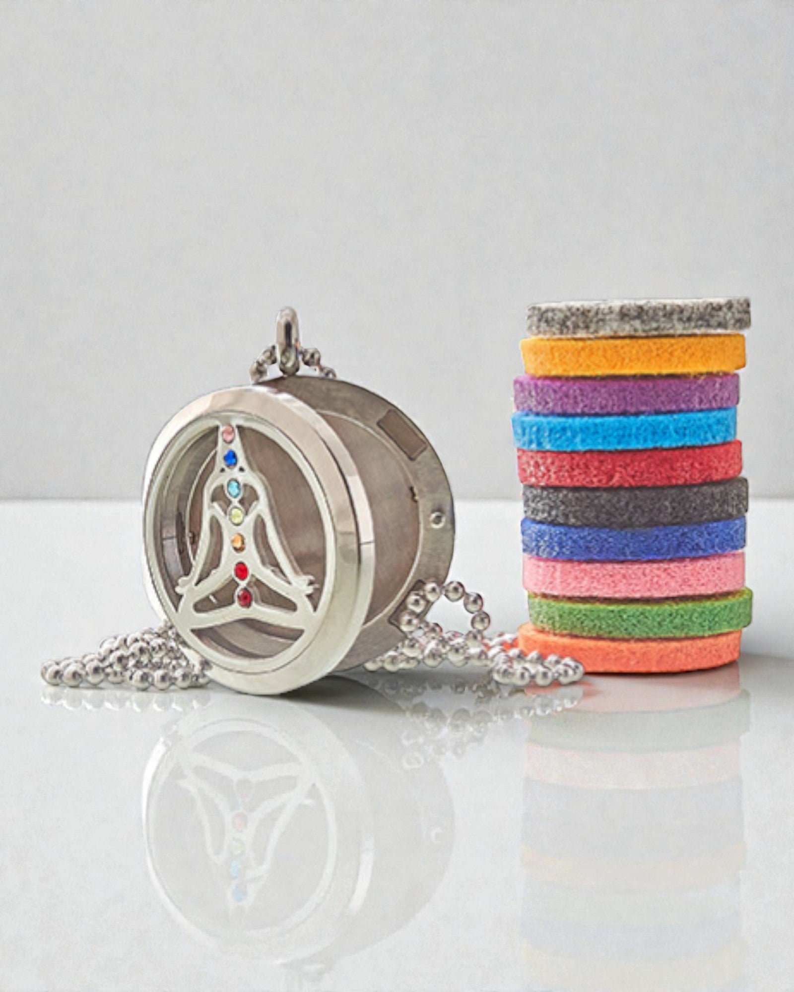 ZenAura – Aromatherapeutische yoga-chakra-halsketting 30 mm