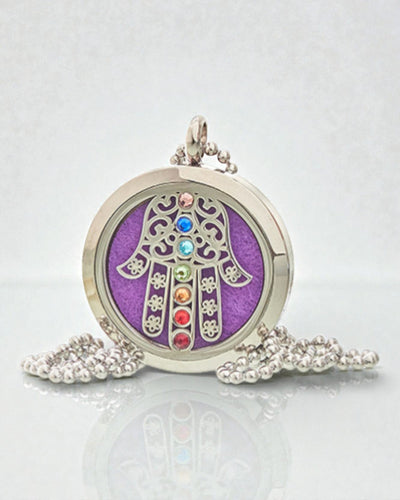 AromaHamsa Chakra – Aromatherapeutische halsketting met Hamsa-medaillon 30 mm