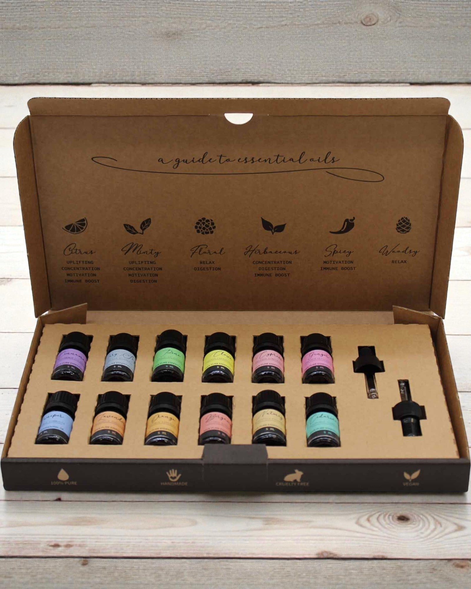 Herfstige Harmonie van de Natuur – Luxueuze Set van 12 Etherische Oliën 5 ml met Druppelpipetten