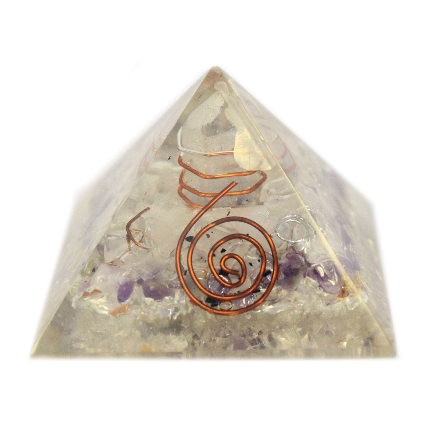 Magische orgonietpiramide 55mm met edelstenen en koper