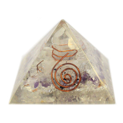 Magische orgonietpiramide 55mm met edelstenen en koper