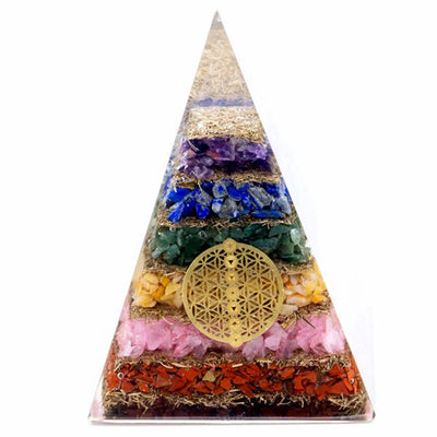 Orgonietpiramide zeven chakra's en Levensbloem