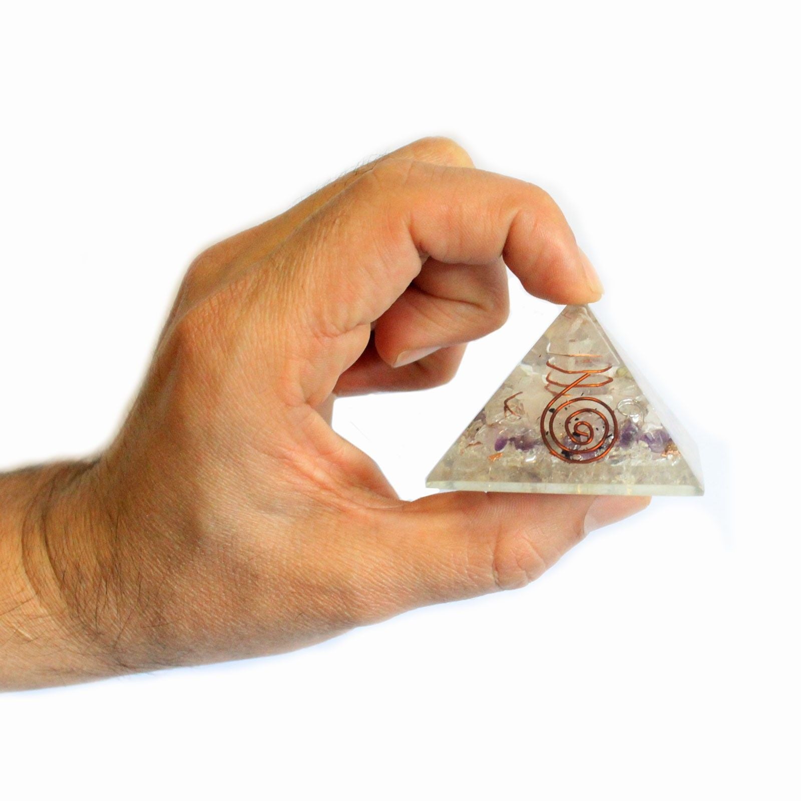 Magische orgonietpiramide 55mm met edelstenen en koper