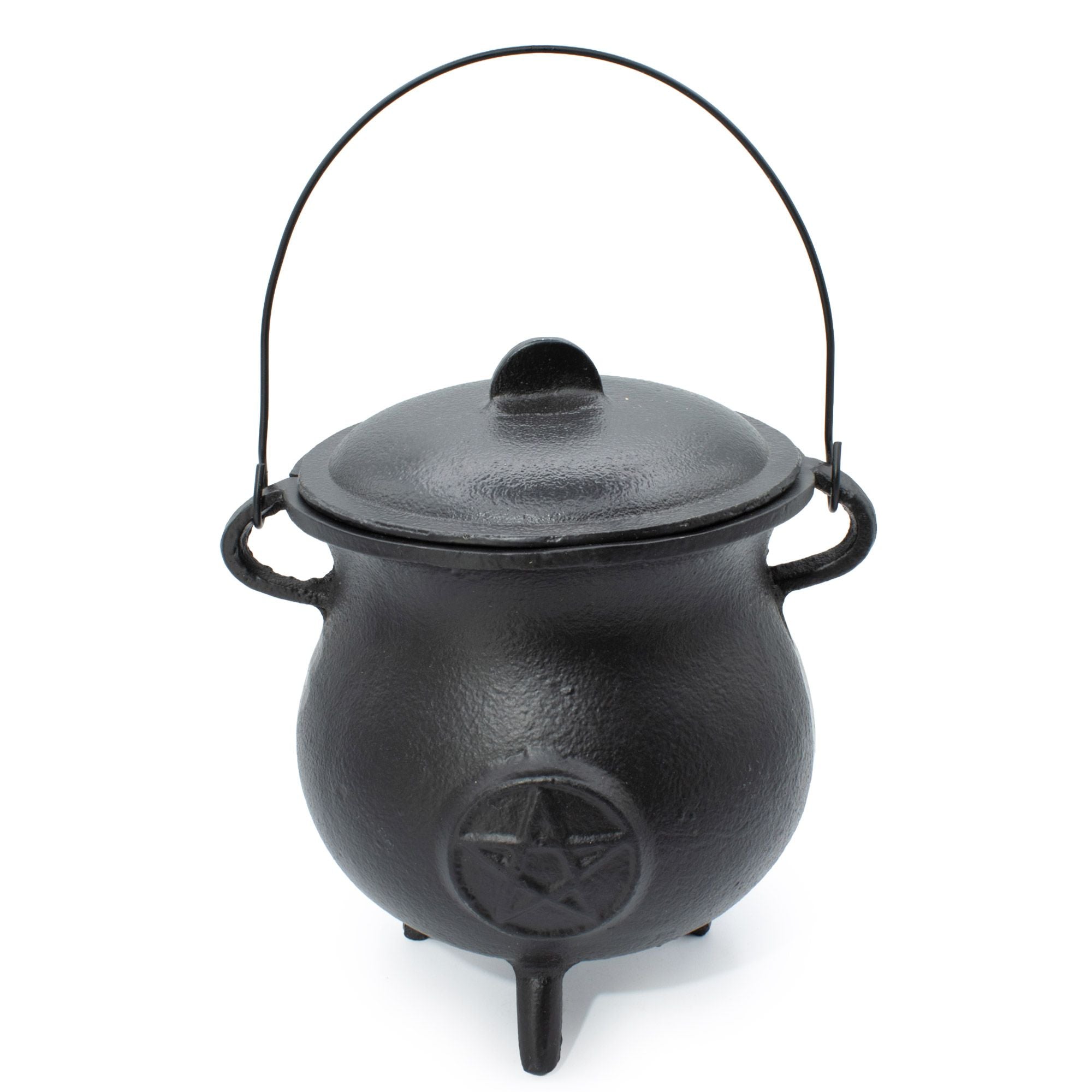 Krachtige gietijzeren ketel met pentagram 23x18 cm, 4500 g