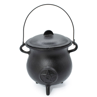 Krachtige gietijzeren ketel met pentagram 23x18 cm, 4500 g