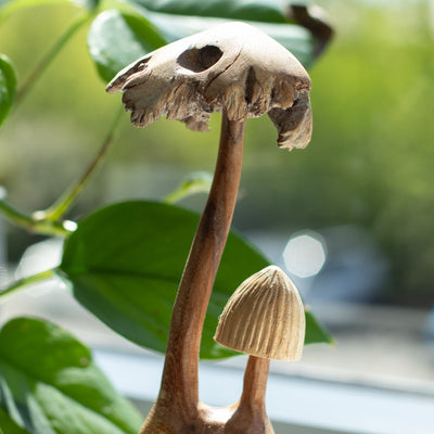 Handgemaakte sculptuur van parasiet hout