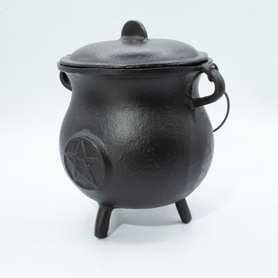 Krachtige gietijzeren ketel met pentagram 23x18 cm, 4500 g