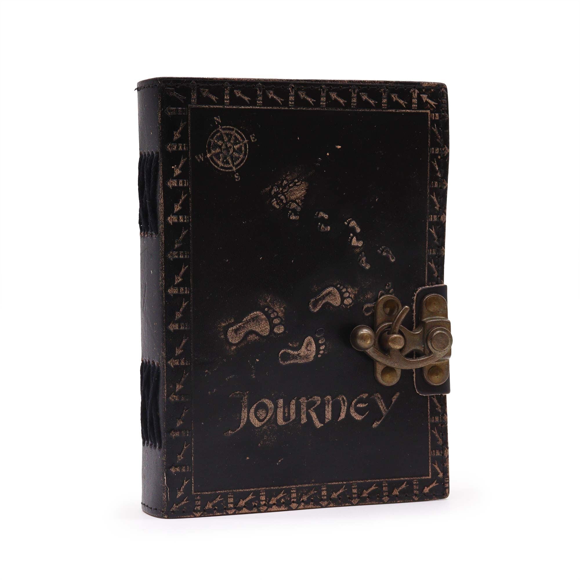 Leren dagboek Journey in donkere tan-tint - elegant reizigersnotitieboek met handgemaakte afwerking, 7x5 inch, 100 blanco pagina's