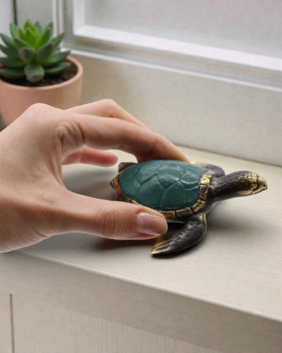 Trio van Mariene Harmonie – met de hand vervaardigde set van 3 messing schildpadden