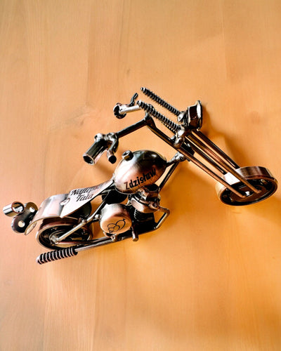 Handgemaakt Motorfietsmodel van ijzer, Chopper, personalisatie, gravure als cadeau