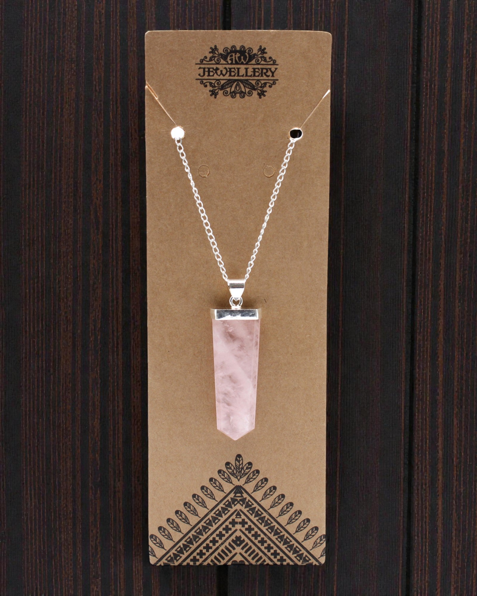 Rose Light – Platte hanger van rozenkwarts met kristalslijping