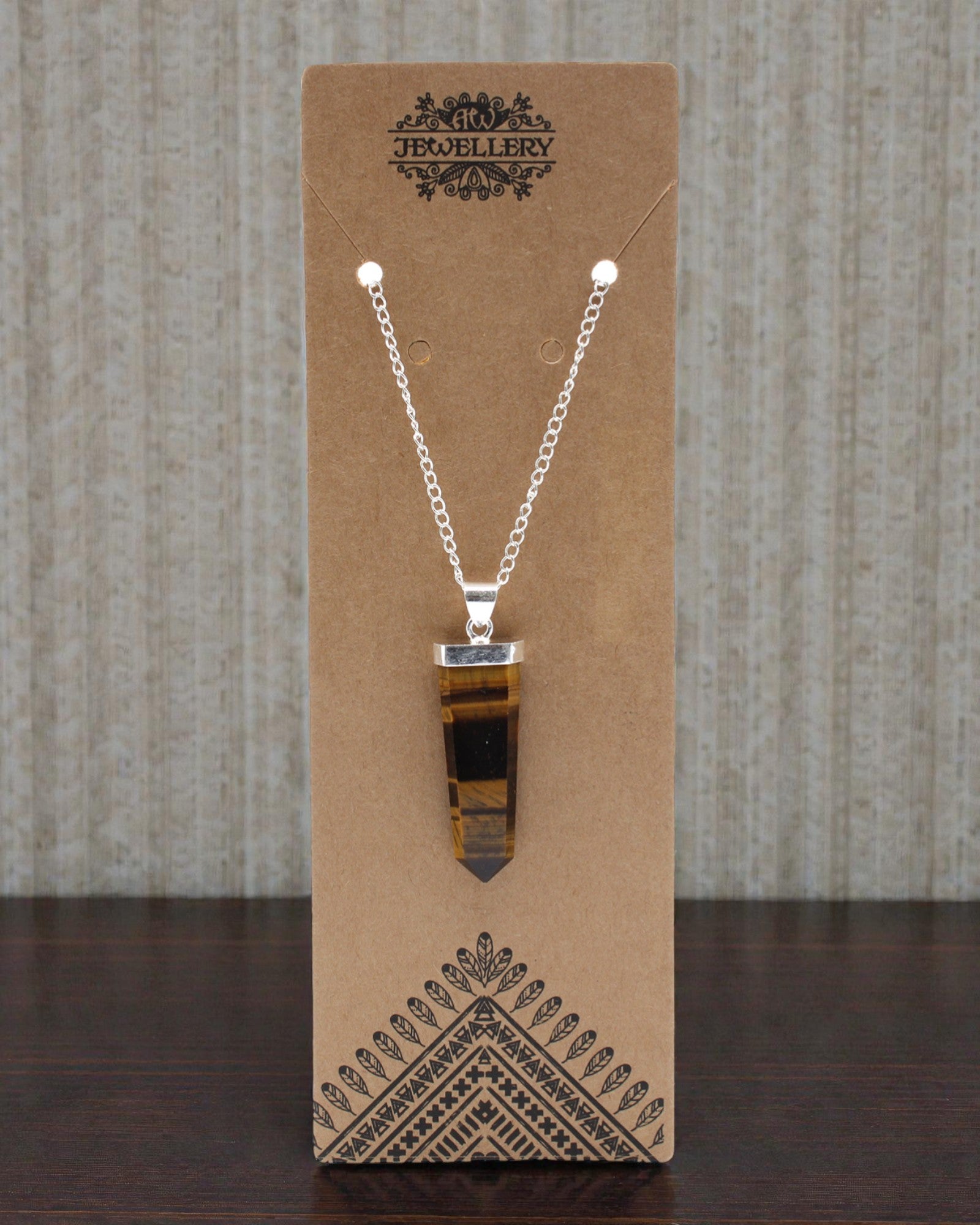 Tijgervlam – Platte hanger van tijgeroog met kristalslijping