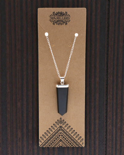 Obsidian Ray – Platte hanger van zwarte agaat in kristalslijping