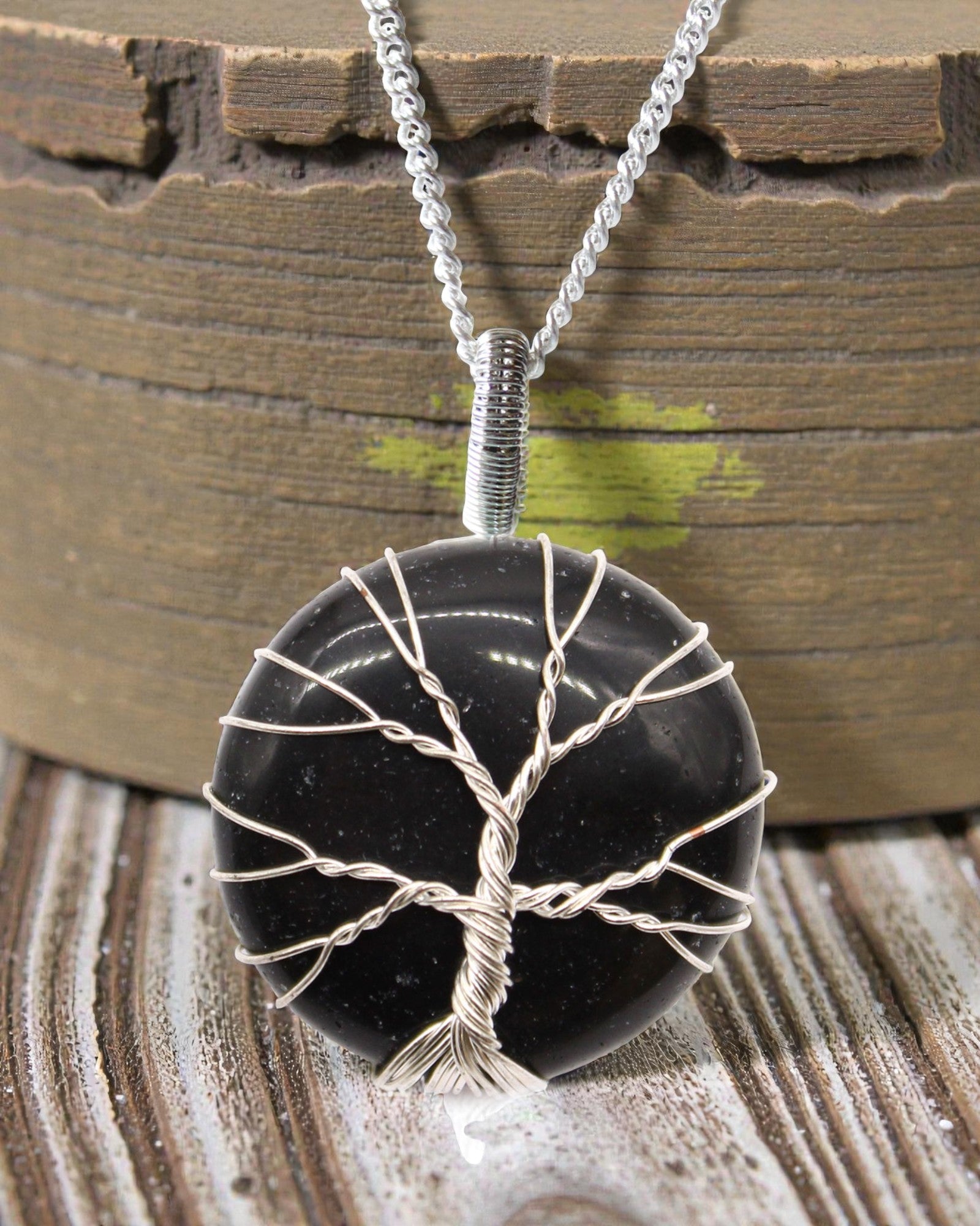 Boom van Bescherming – ketting met zwarte onyx en Levensboom
