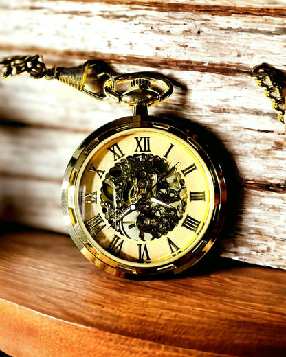 Retro Zakhorloge – Mechanische Luxe in Vintage Stijl kleur goud, personalisatie met gravure