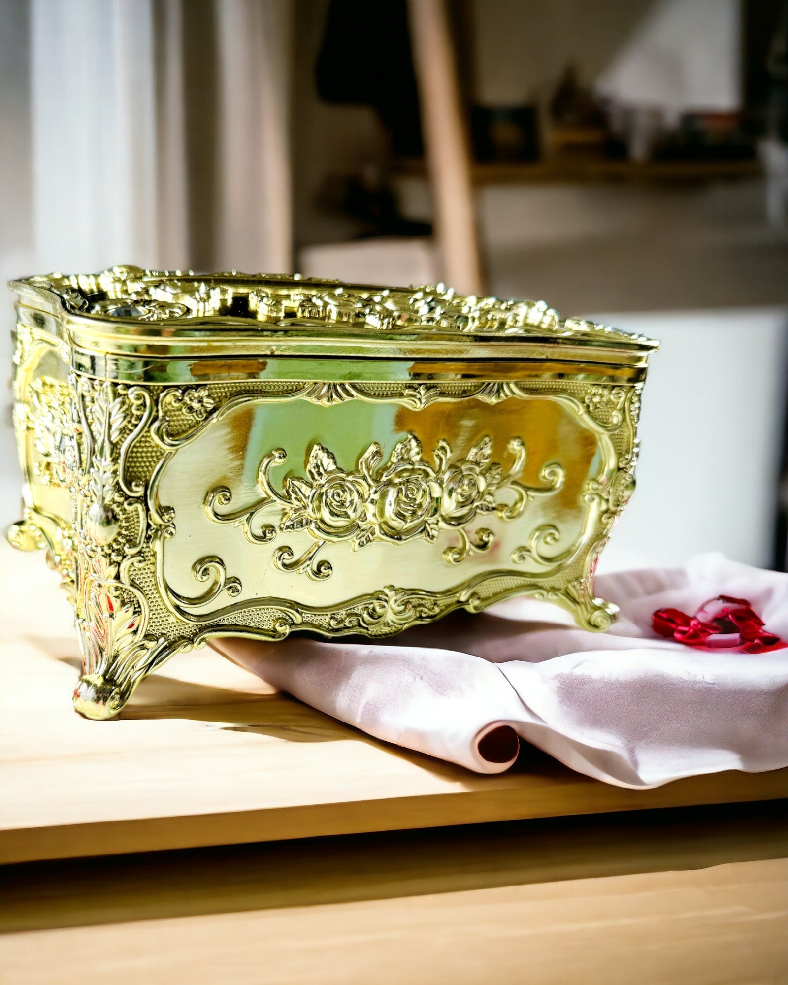 Elegante Doos voor Tissues met Ingeperste Bloemen - Servettenhouder
