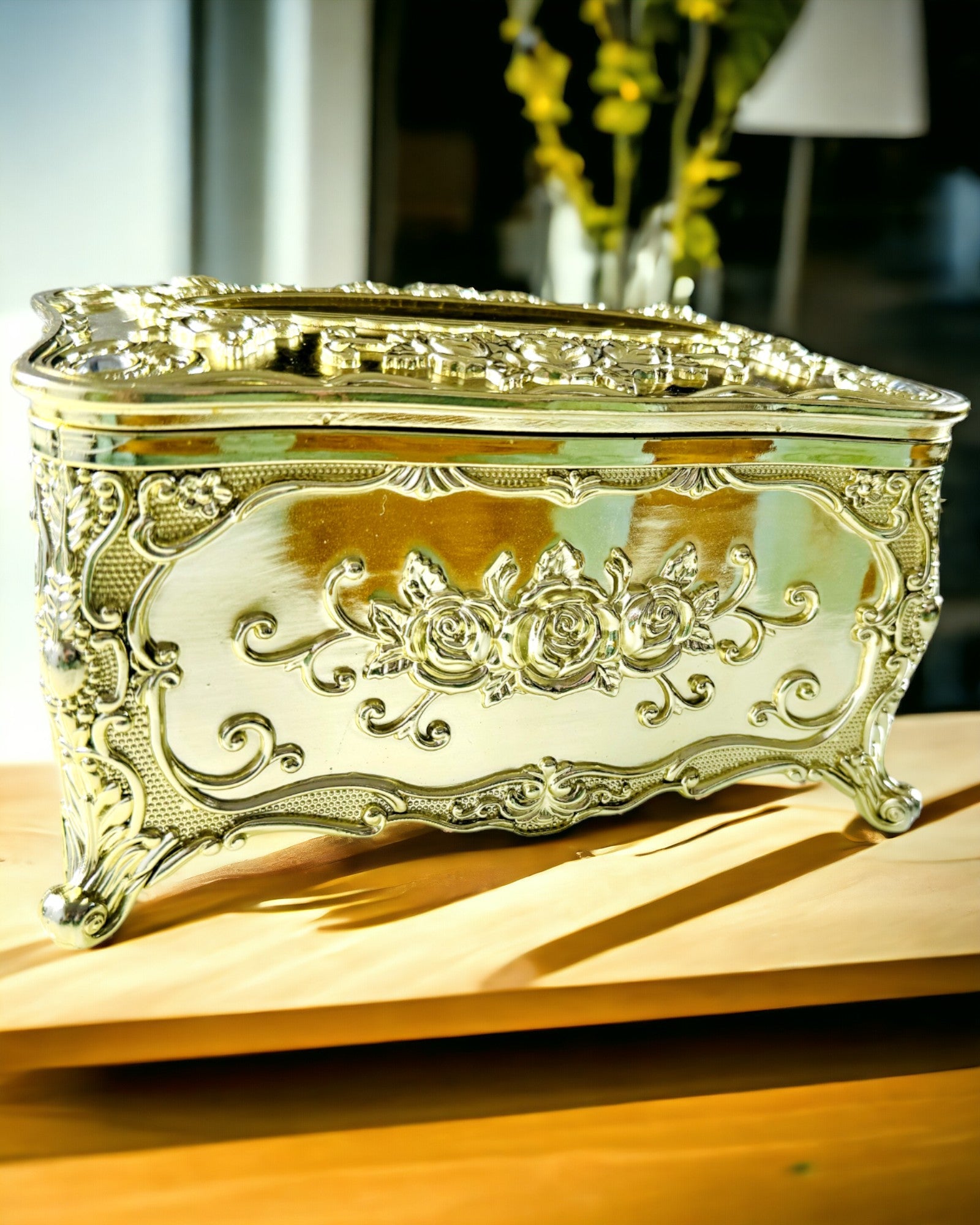 Elegante Doos voor Tissues met Ingeperste Bloemen - Servettenhouder