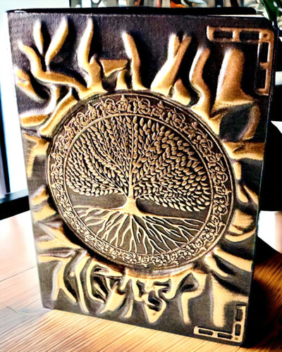 Vintage Dagboek "Levensboom" A6 - Elegante Geperste Kunstleren Omslag, 100 Pagina's