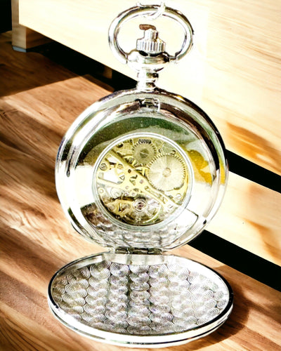 Klassieke Mechanische Zakhorloge met Dubbele Deksel, Handmatig, Zilverkleurig