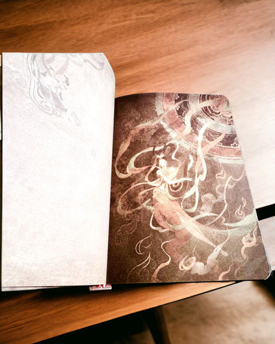 Klassiek Notitieboek met Harde Kaft met Breimotief - Donkerblauw. Gravure mogelijk