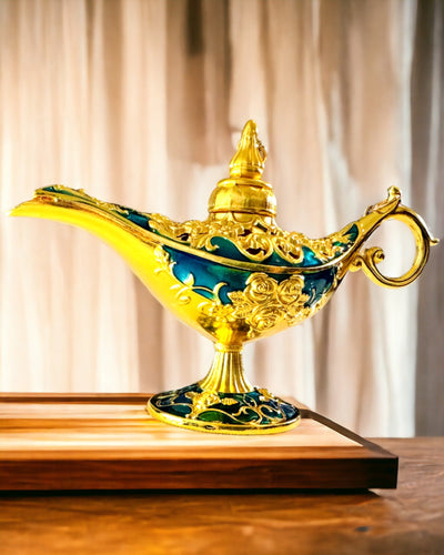 Kleine Handgemaakte Aladdin Lamp - Metalen Kunsthandwerk voor Huisdecoratie, gravure