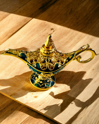Kleine Handgemaakte Aladdin Lamp - Metalen Kunsthandwerk voor Huisdecoratie, gravure