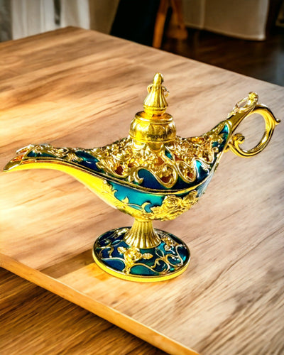 Kleine Handgemaakte Aladdin Lamp - Metalen Kunsthandwerk voor Huisdecoratie, gravure