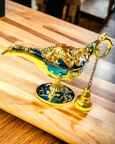 Kleine Handgemaakte Aladdin Lamp - Metalen Kunsthandwerk voor Huisdecoratie, gravure