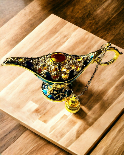 Kleine Handgemaakte Aladdin Lamp - Metalen Kunsthandwerk voor Huisdecoratie, gravure