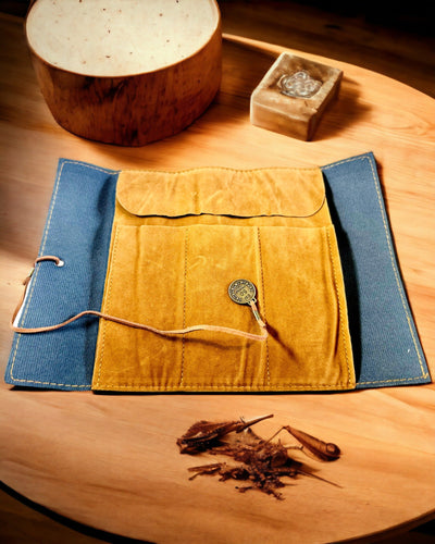 Retro Donkerbruine Leren Pennenzak met Schatkaartmotief - Elegante Tas voor het Bewaren van Schrijfbenodigdheden