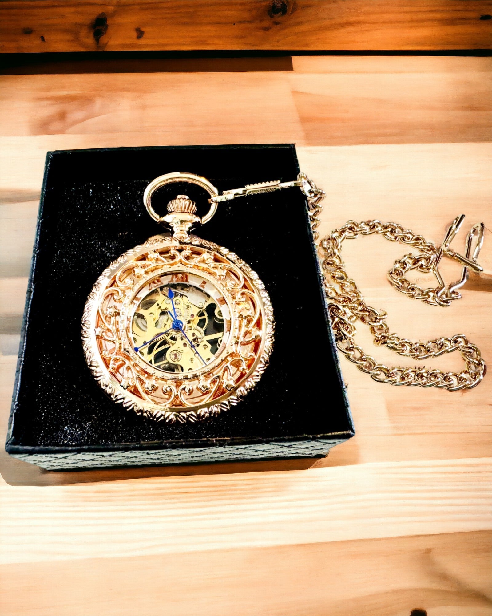Vintage Zakhorloge met Transparante Wijzerplaat en Skeletmechanisme