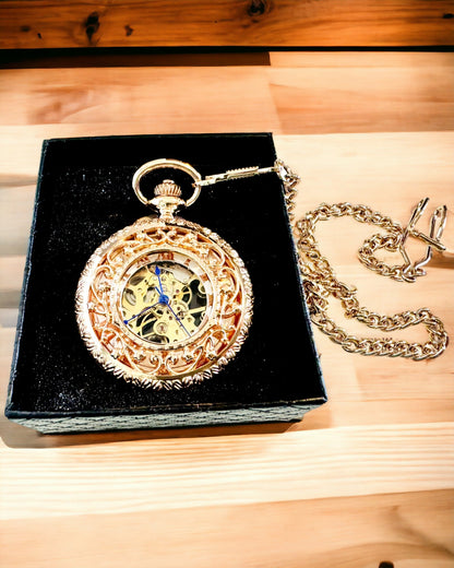 Vintage Zakhorloge met Transparante Wijzerplaat en Skeletmechanisme