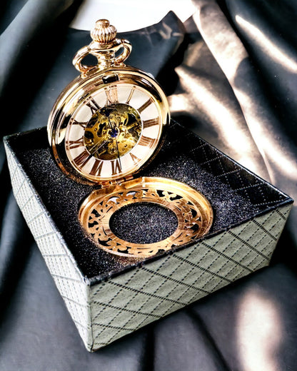 Vintage Zakhorloge met Transparante Wijzerplaat en Skeletmechanisme