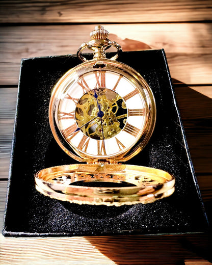 Vintage Zakhorloge met Transparante Wijzerplaat en Skeletmechanisme