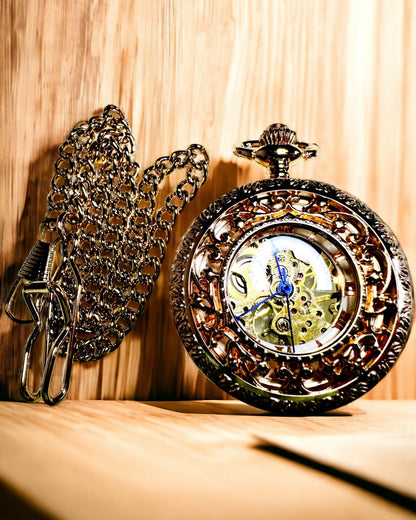 Vintage Zakhorloge met Transparante Wijzerplaat en Skeletmechanisme