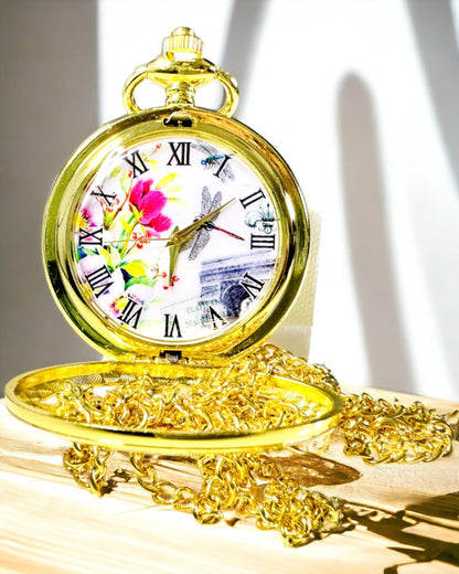 Klassieke Vintage Zakhorloge met Transparante Deksel