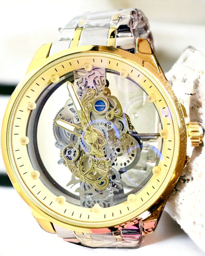 Mannen Kwarts Horloge "Vision Sport" – Dubbelzijdig Transparant met Aluminium