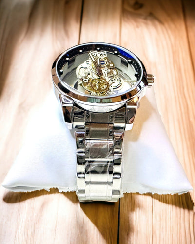 Elegante Heren Quartz Horloge - Transparant Mechanisme en Sportieve Elegant