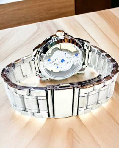 Elegante Heren Quartz Horloge - Transparant Mechanisme en Sportieve Elegant